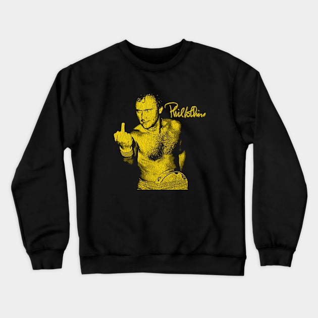 Funny Phil Collins Fan Art Yellow Gold Crewneck Sweatshirt by Bingung Mikir Nama Design